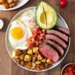 Eggs Rancheros with flat iron steak