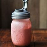 Strawberry Banana Smoothie in a Mason Jar