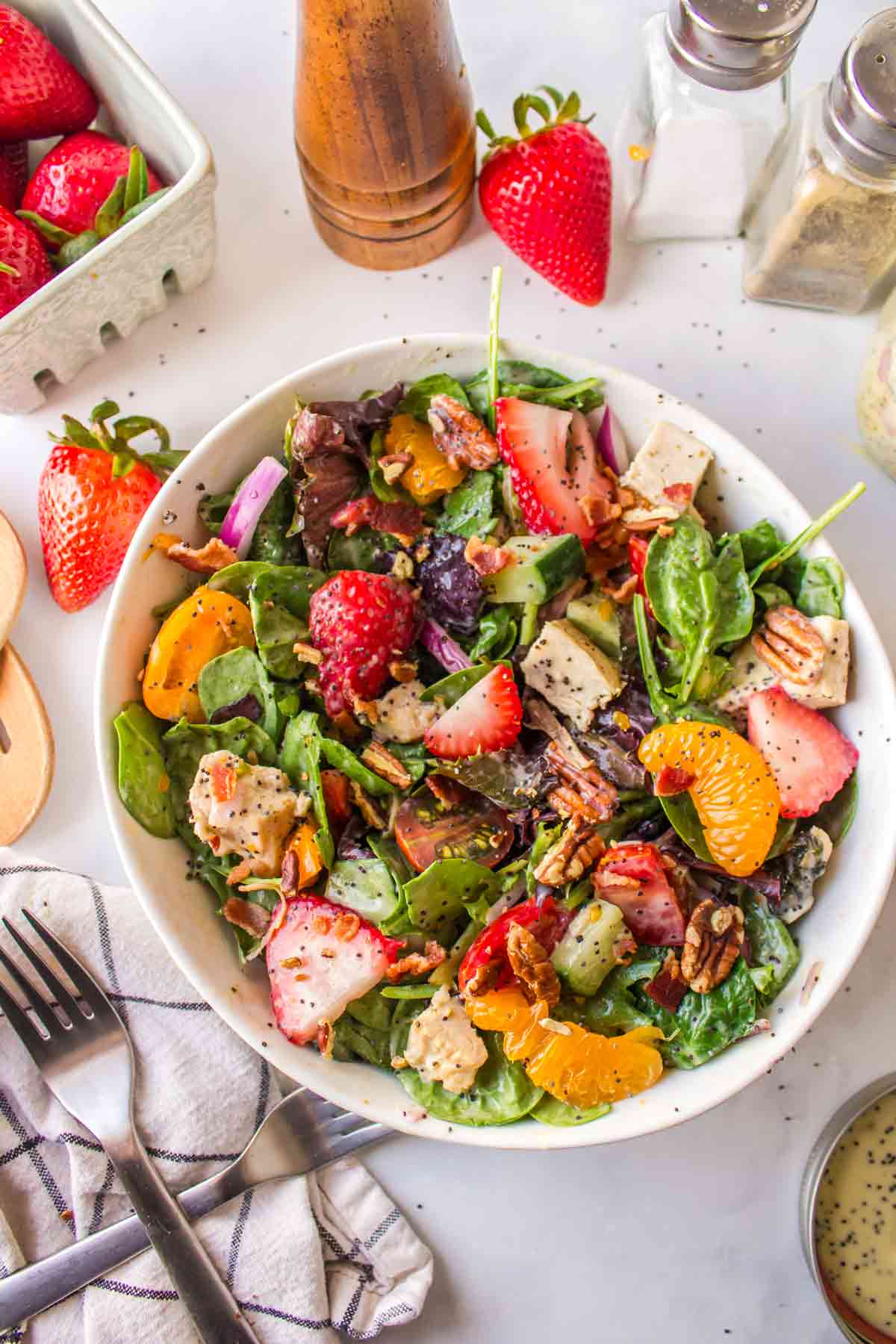 Strawberry Chicken Spinach Salad