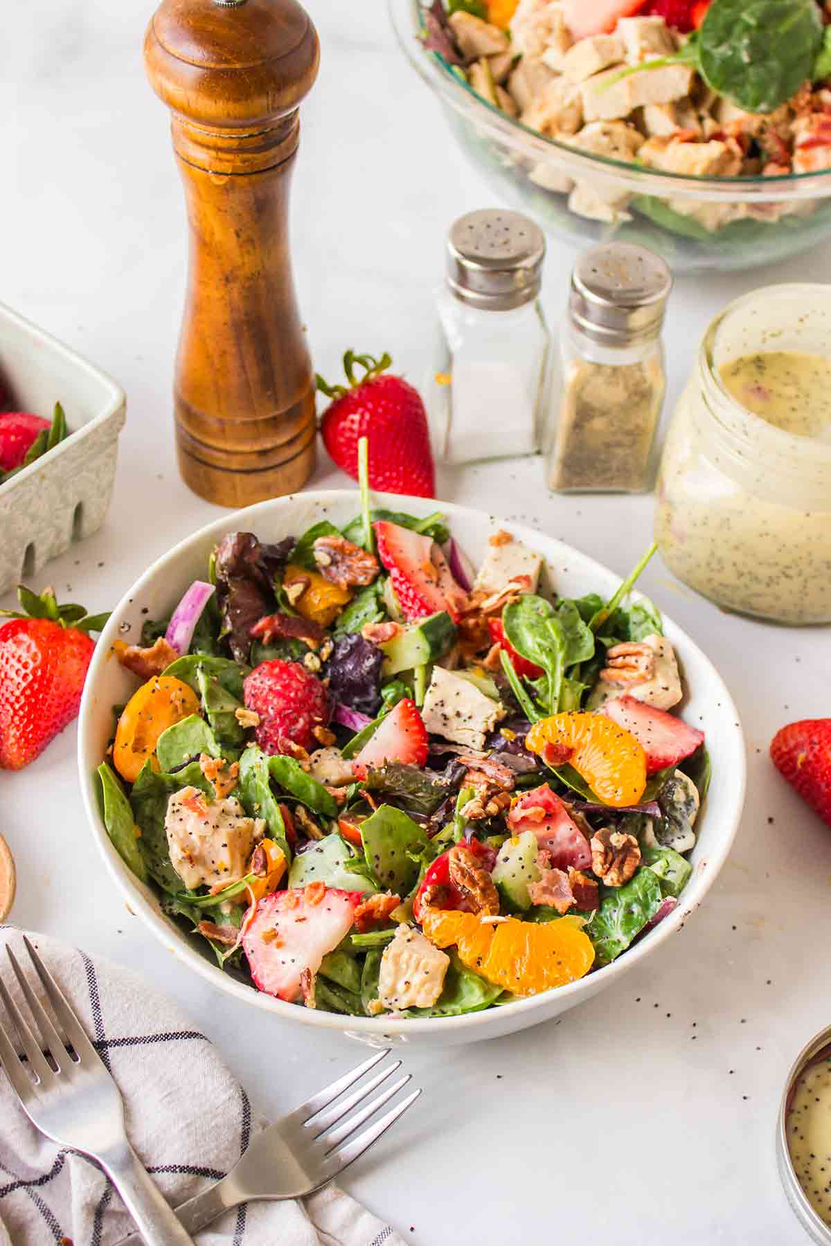 Strawberry Chicken Spinach Salad