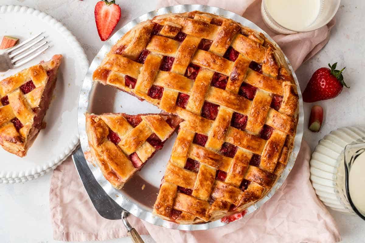 Strawberry Rhubarb Pie with Lattice Top