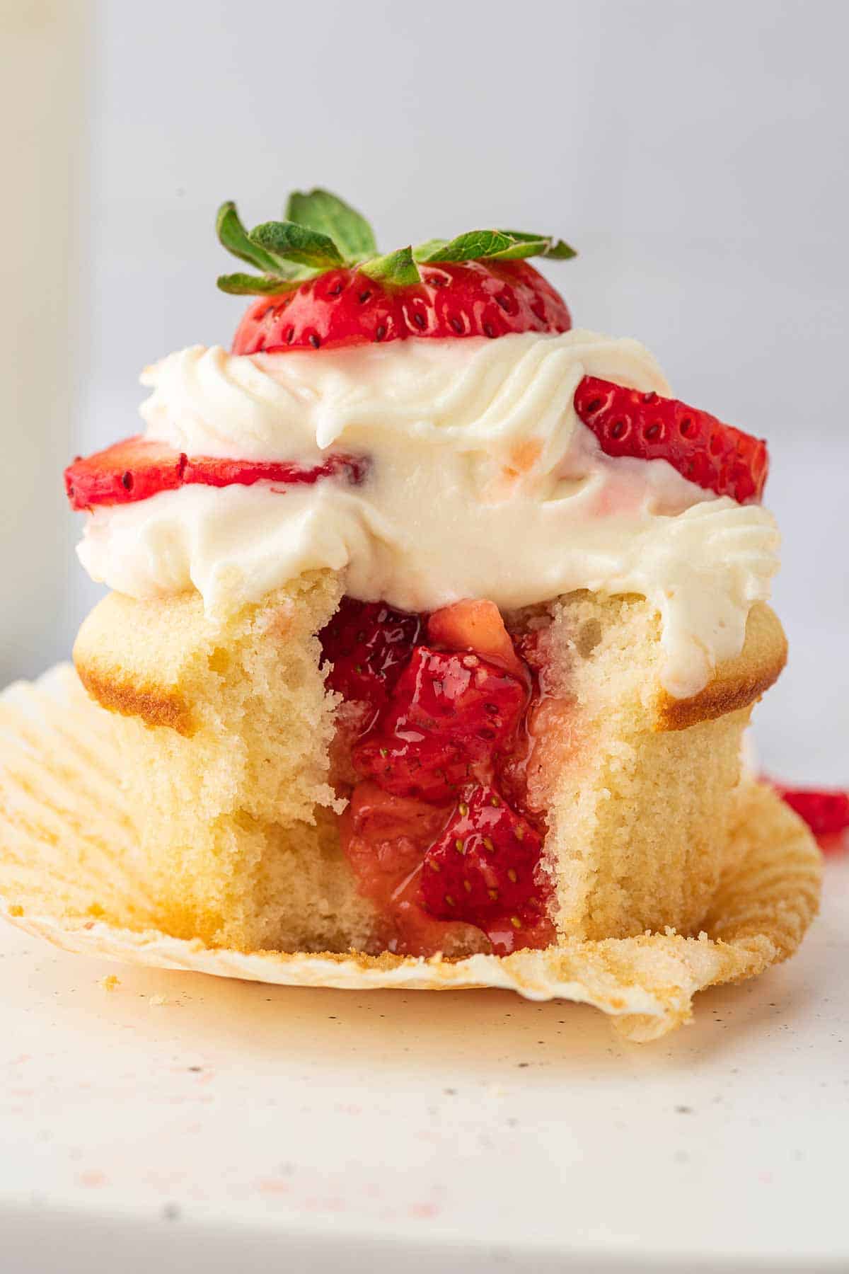 Filled Strawberry Shortcake Cupcake