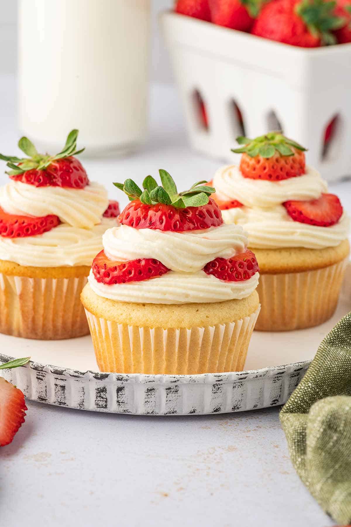 Strawberry Shortcake Cupcake with Cream Cheese Frosting