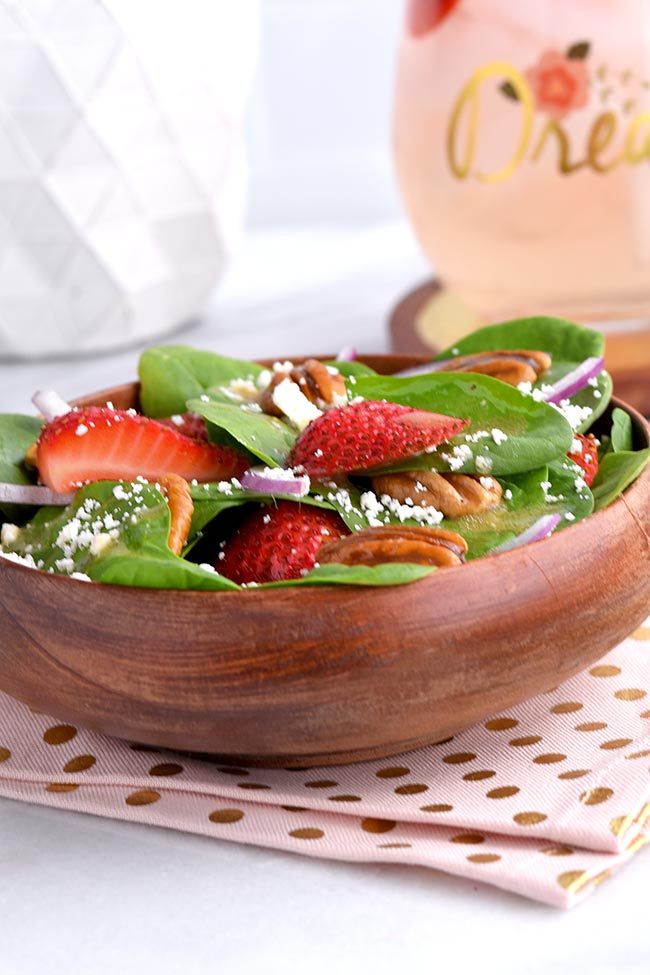 Strawberry Spinach Salad with Maple Glazed Pecans