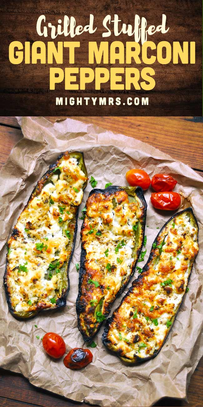 Grilled Stuffed Giant Marconi Peppers