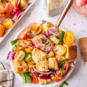 Summer Panzanella Salad with Basil Vinaigrette