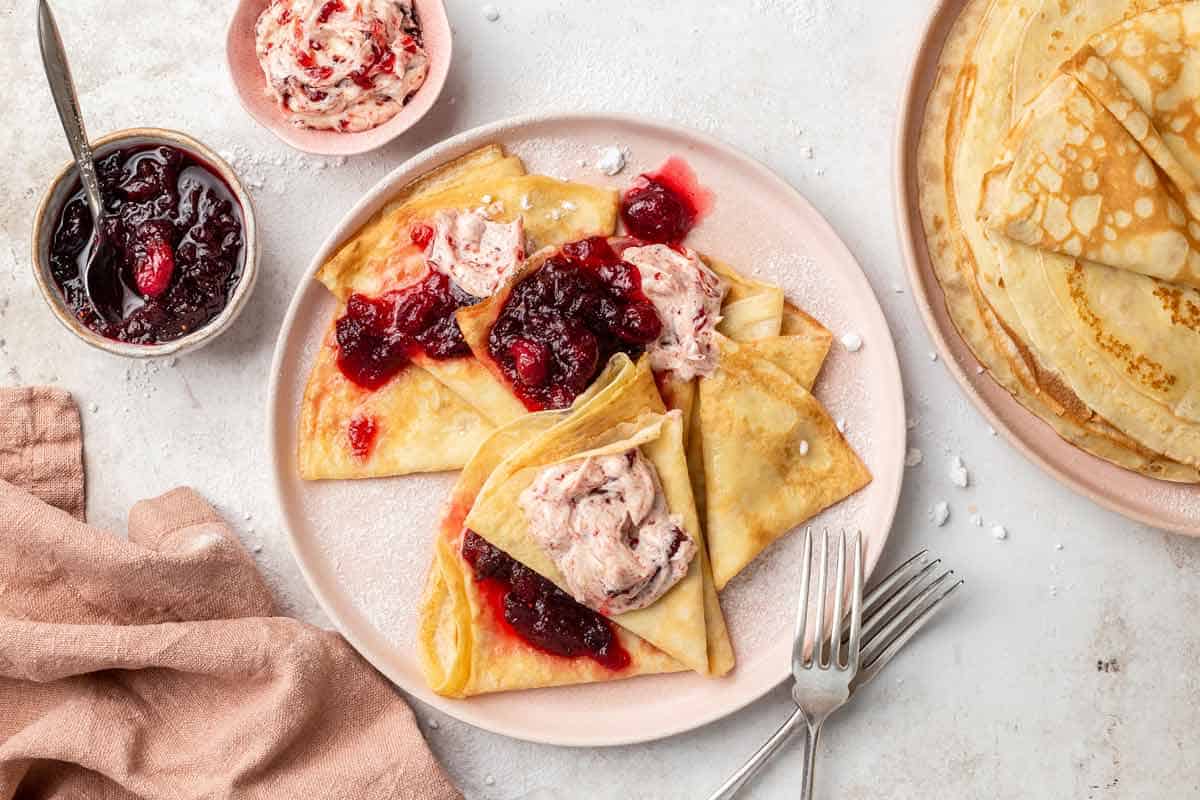 Swedish Crepes with Whipped Lingonberry Butter