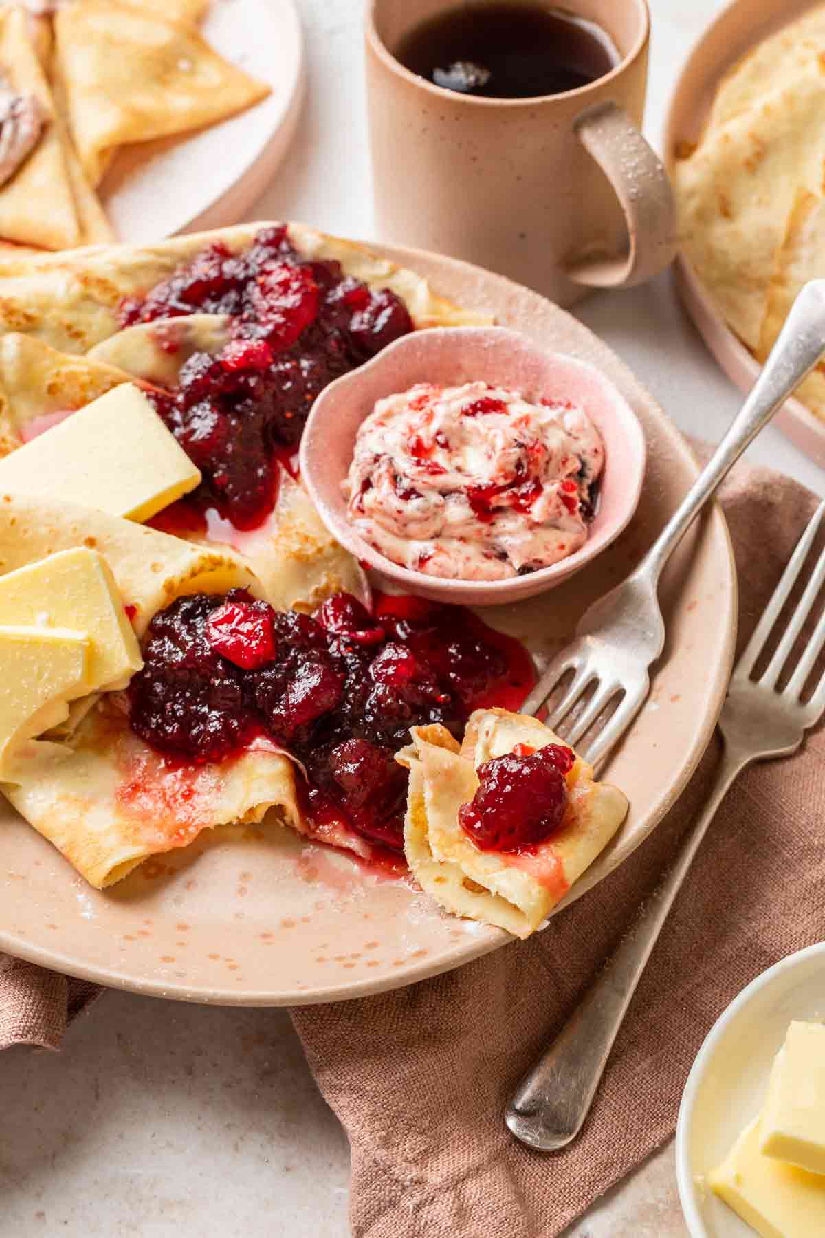 Swedish Crepes with Lingonberry Jam