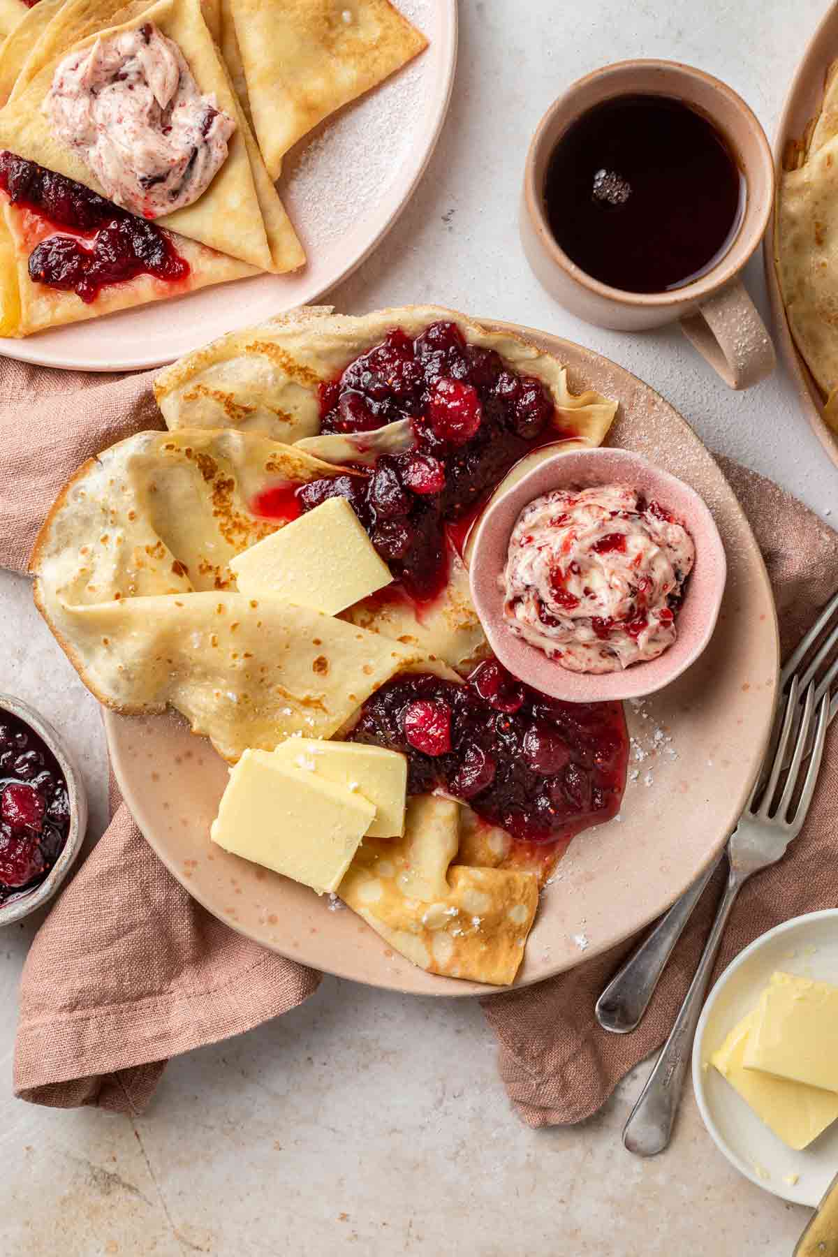 Swedish Crepes with Lingonberry Butter