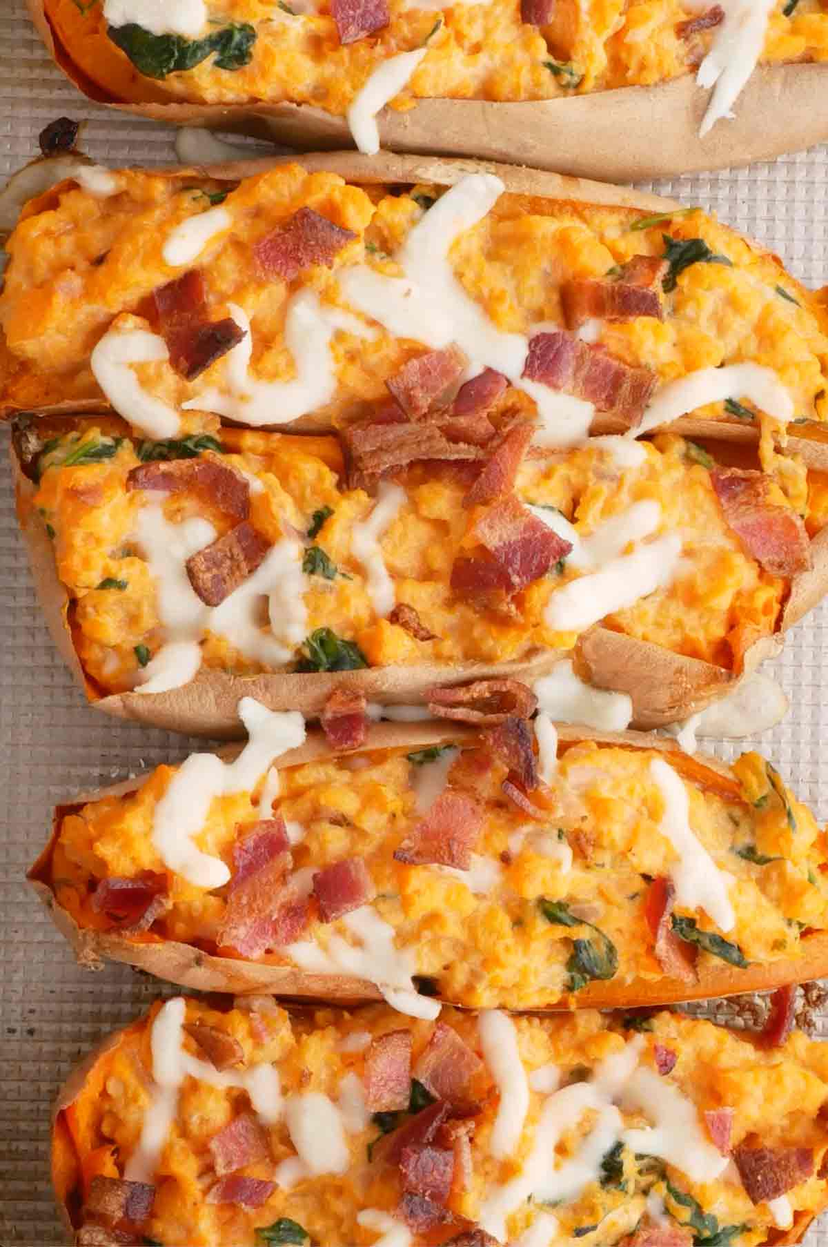Spinach Stuffed Sweet Potatoes