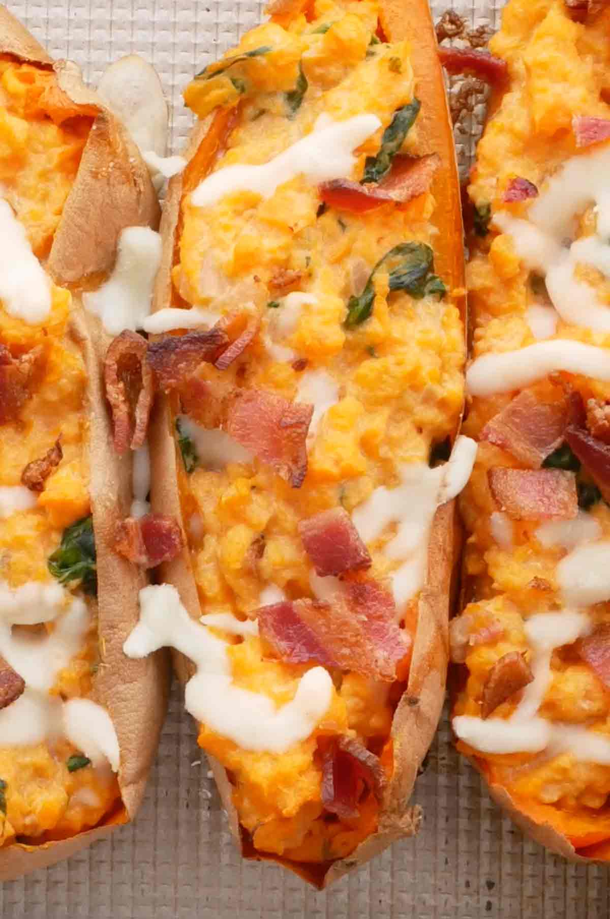 Spinach Stuffed Sweet Potatoes