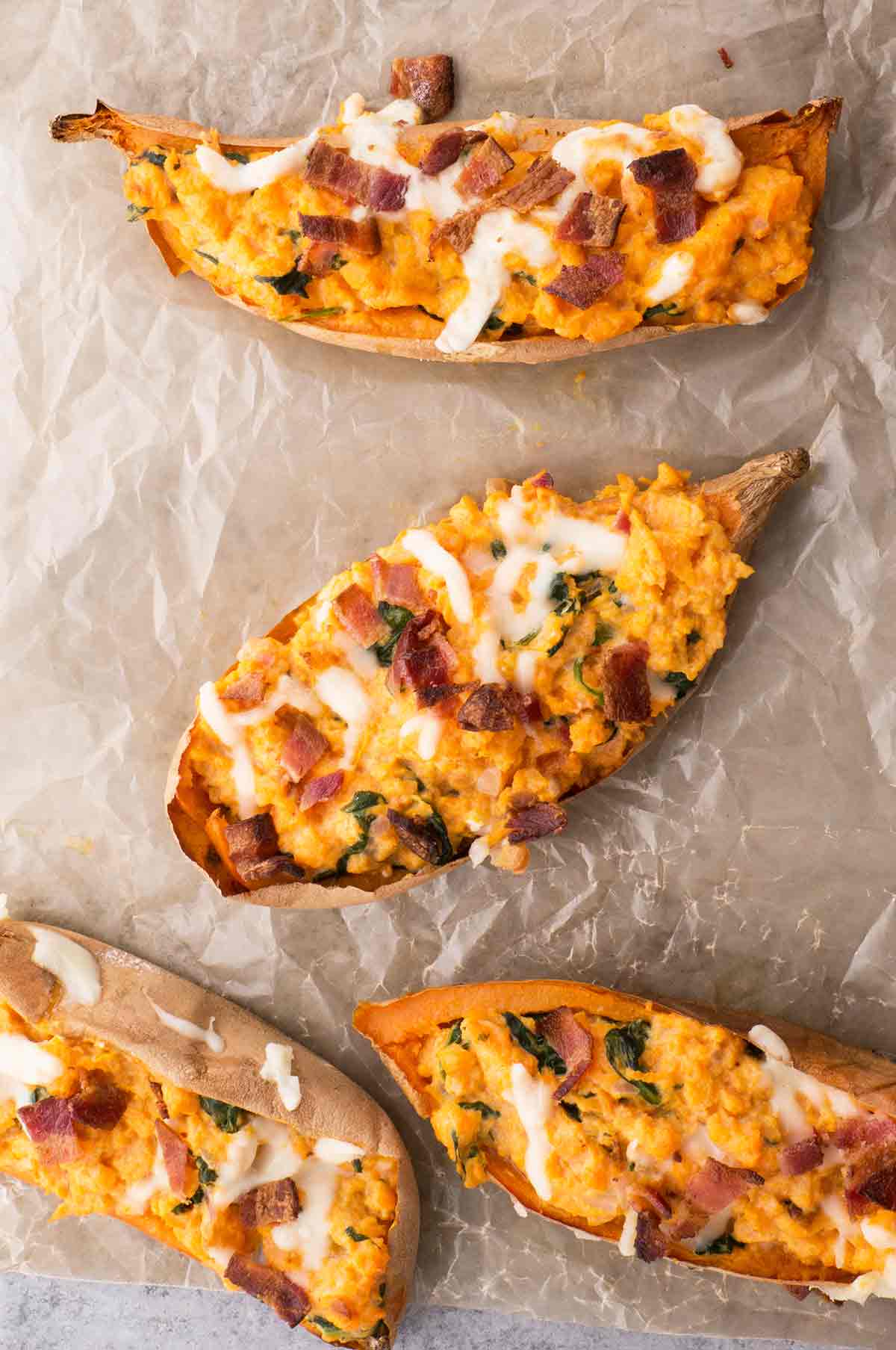 Spinach Stuffed Sweet Potatoes