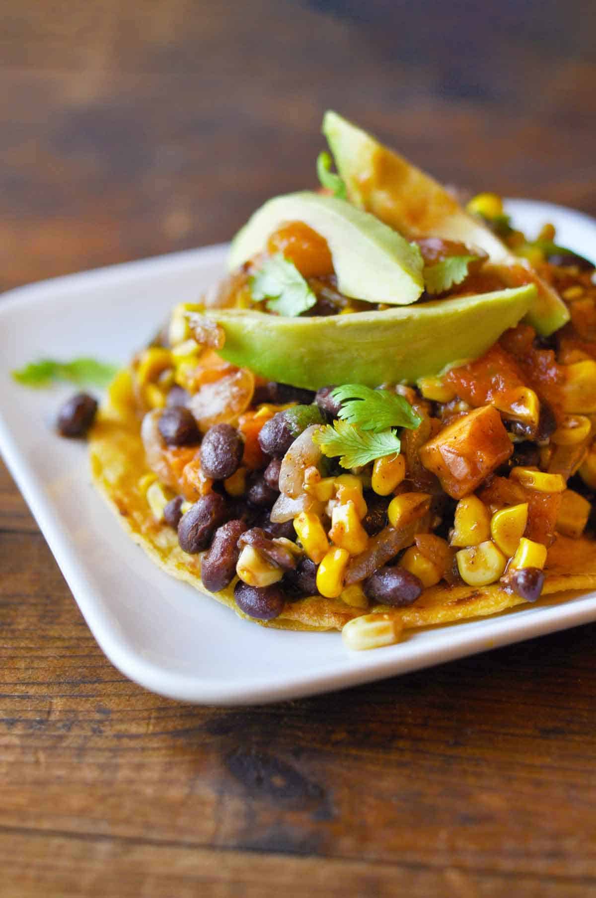 Black Bean Sweet Potato Tostadas