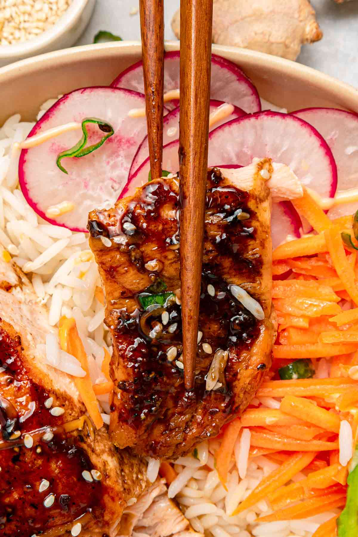 Teriyaki Salmon Bowl with Fresh Veggies