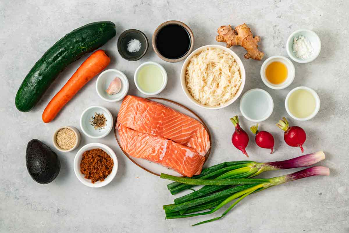 Teriyaki Salmon Bowl Ingredients
