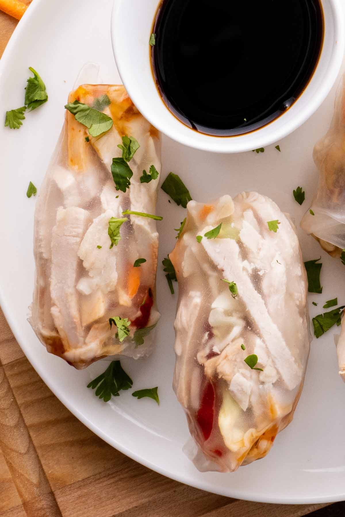 No-cook Thai Chicken Spring Rolls