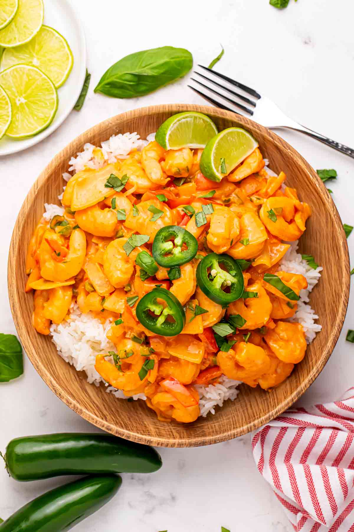 Thai Coconut Shrimp Curry served over white rice