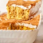 Slice of Tiramisu Poke Cake