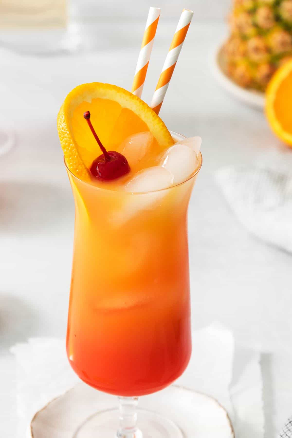 Garnished Pineapple Orange Tequila Sunrise