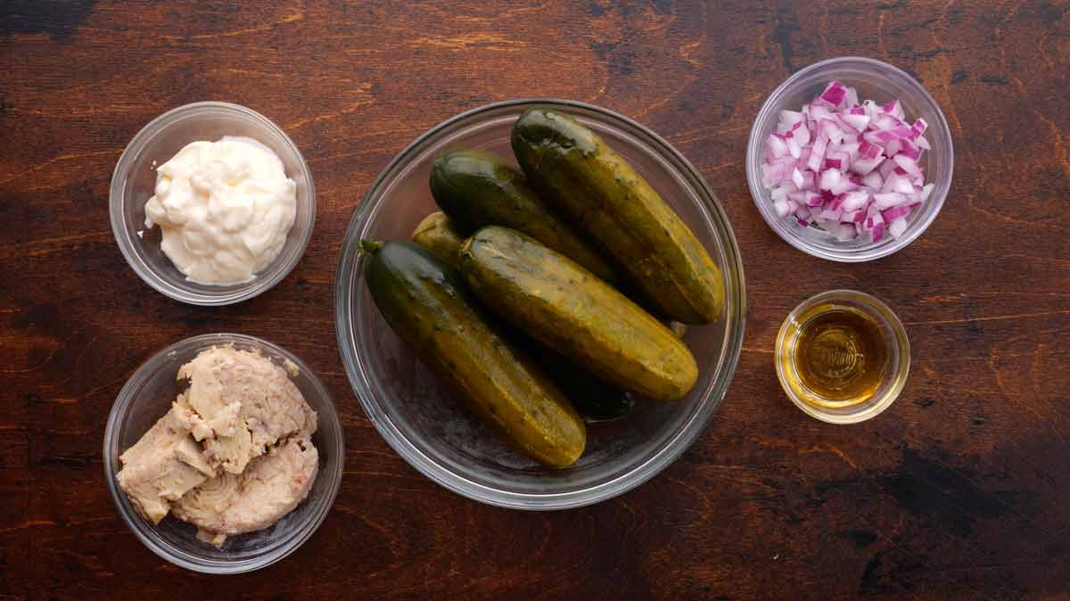 Tuna Salad Pickle Boat - 5 Ingredients