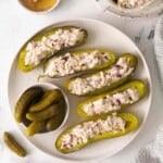 Tuna Salad Pickle Boats on Tray