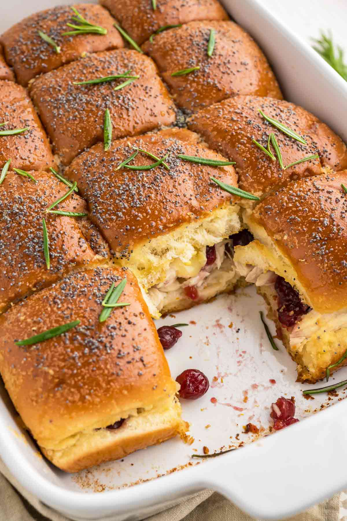 Baked Turkey Sliders with Cranberry and Brie Cheese