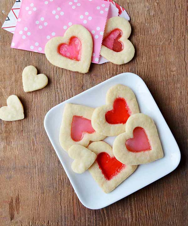 Stained Glass Heart Cookies for Valentine's Day