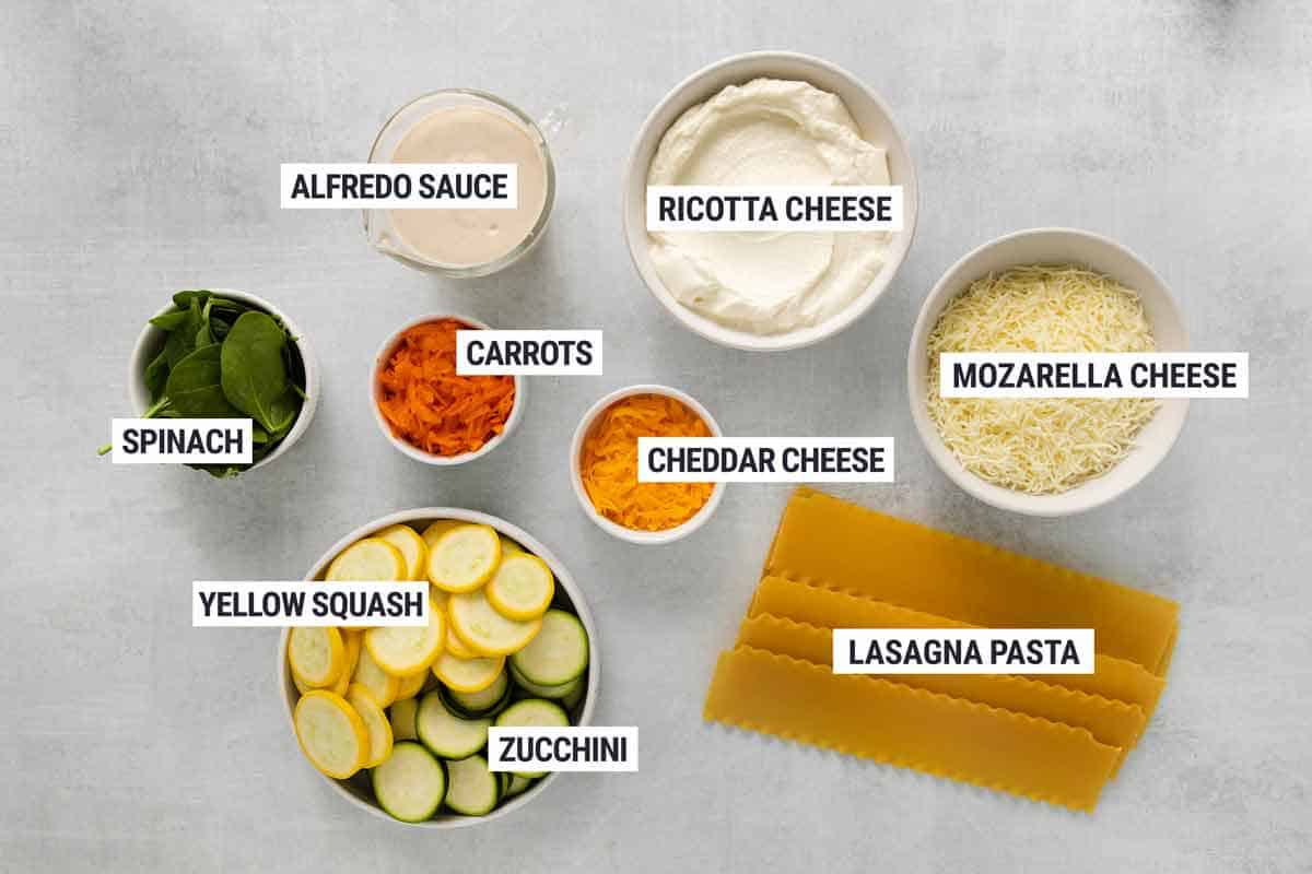 Vegetable Lasagna with Alfredo Sauce Ingredients