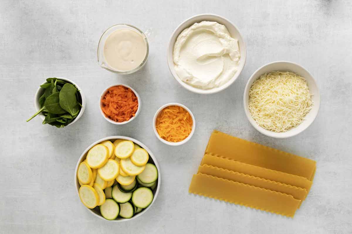 Ingredients for Vegetable Lasagna White Sauce