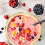 Hwachae Fruit Punch served in a watermelon