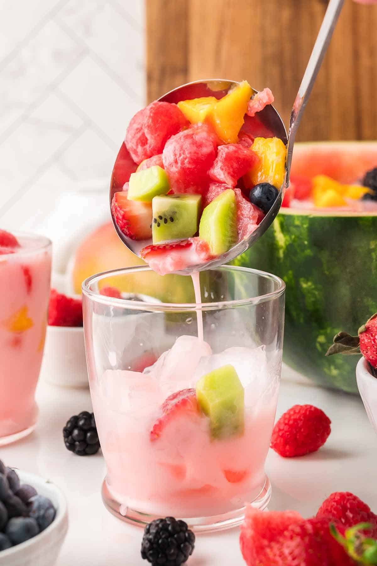 Hwachae Fruit Punch with Creamy Strawberry Milk