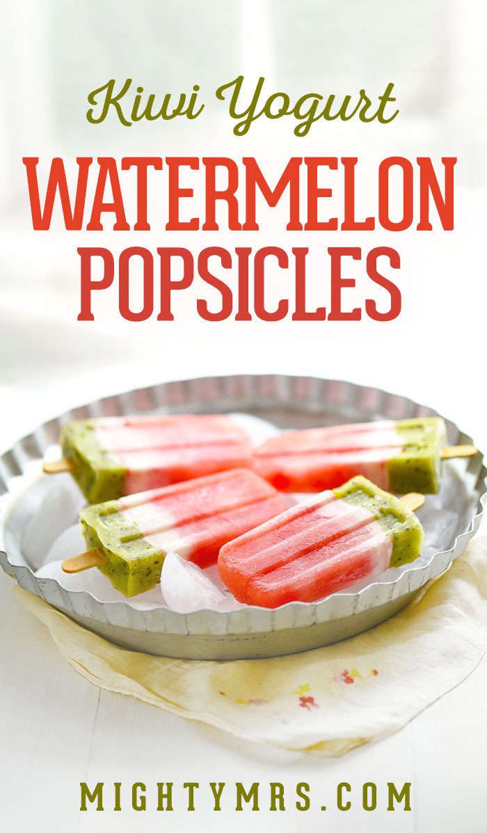 Watermelon Kiwi Yogurt Popsicles