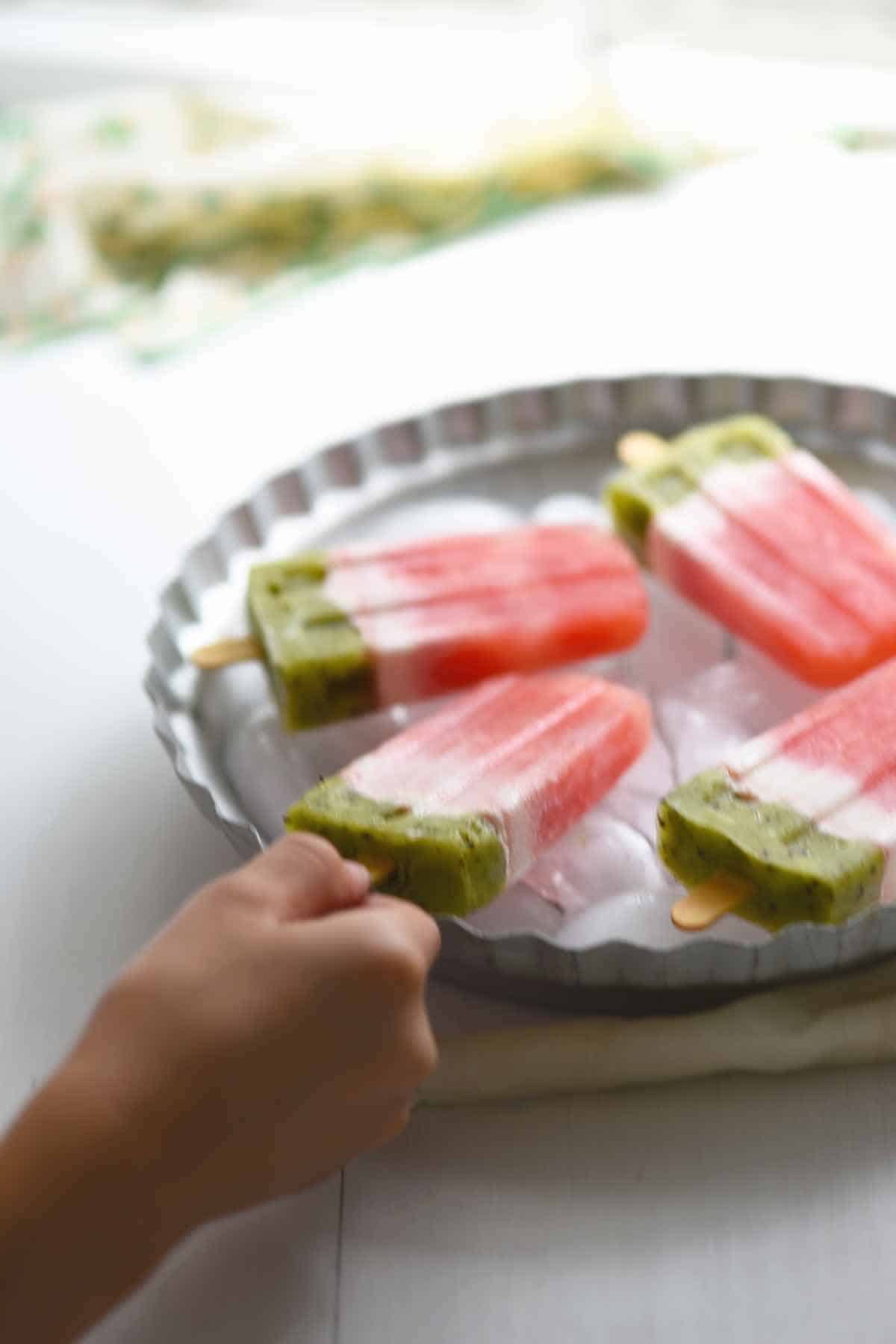 Watermelon Popsicle with Kiwi