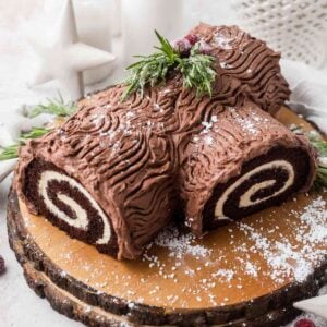 Yule Log Cake made with Cake Mix