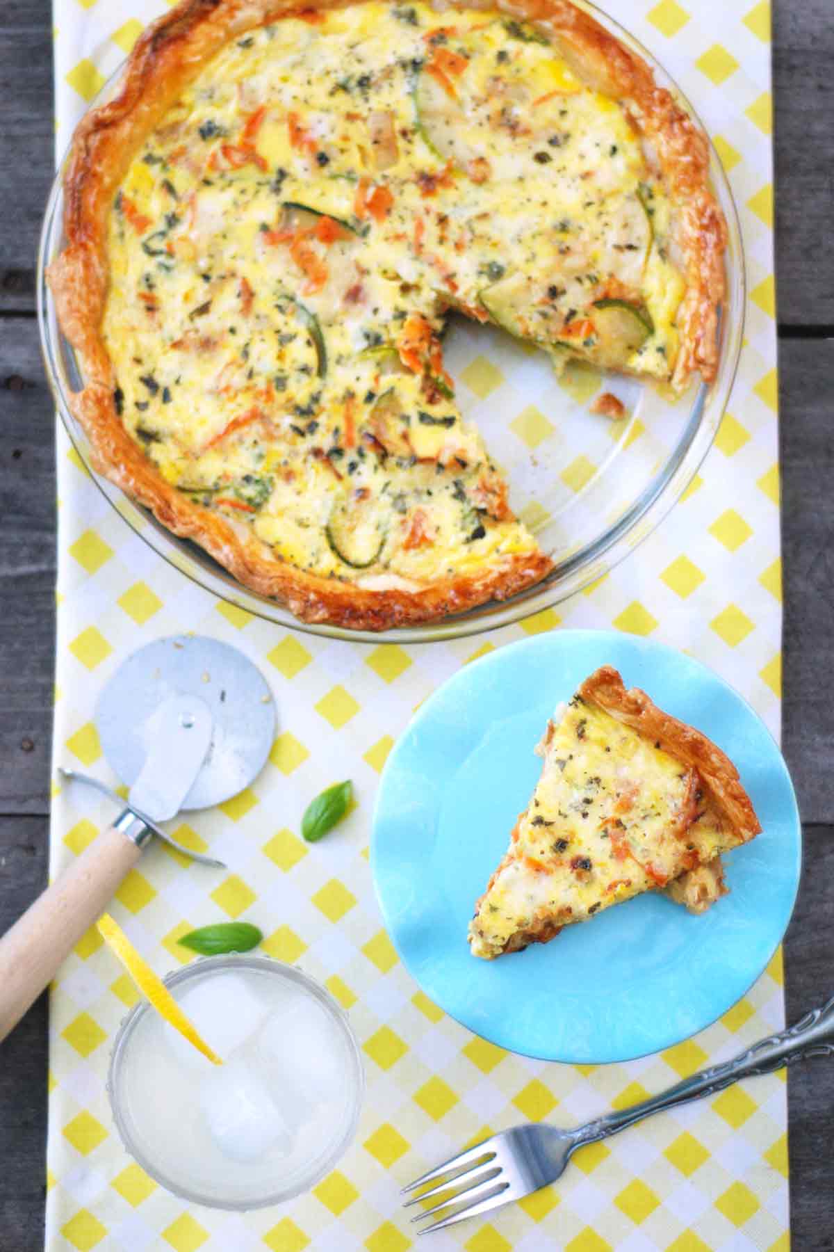 Slice of Zucchini Alfredo Quiche